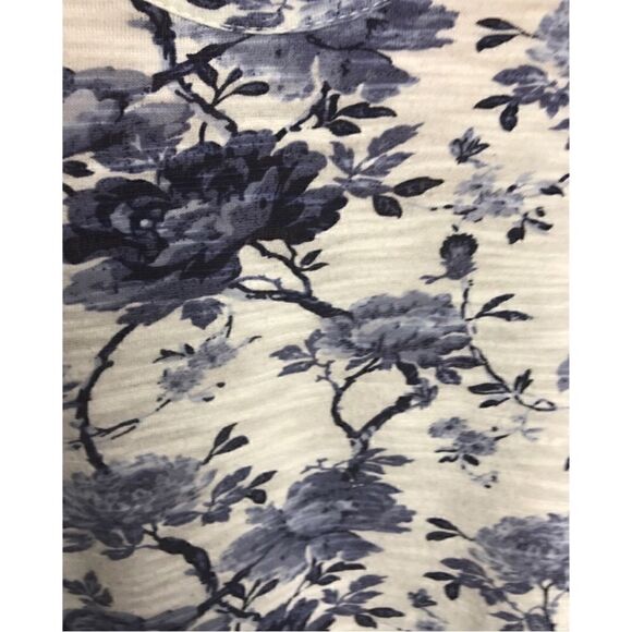 J.Jill White & Blue Floral Long Sleeved Top Size Medium - Picture 4 of 7